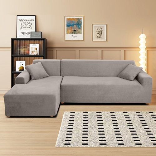 Latitude Run® Thick Velvet LShaped Sofa Cover Sectional Sofa Cover